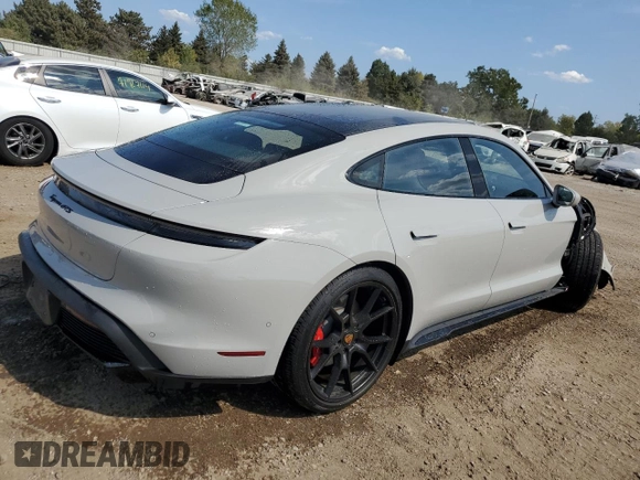 2023 Porsche Taycan GTS with VIN WP0AD2Y10PSA47385, listed as a Copart auction lot 71398934 with 12,108 mi miles and Salvage Title. Bid and sale history available at DreamBid. Image 3.