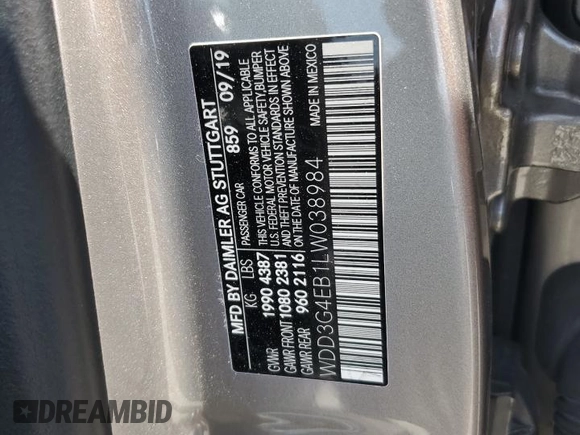 2020 Mercedes-Benz A 220 с VIN WDD3G4EB1LW038984, выставлен на аукционе Copart как лот 61554045 с пробегом 60 275 миль миль и Списание • Salvage title. История ставок и продаж доступна на DreamBid. Изображение 13.