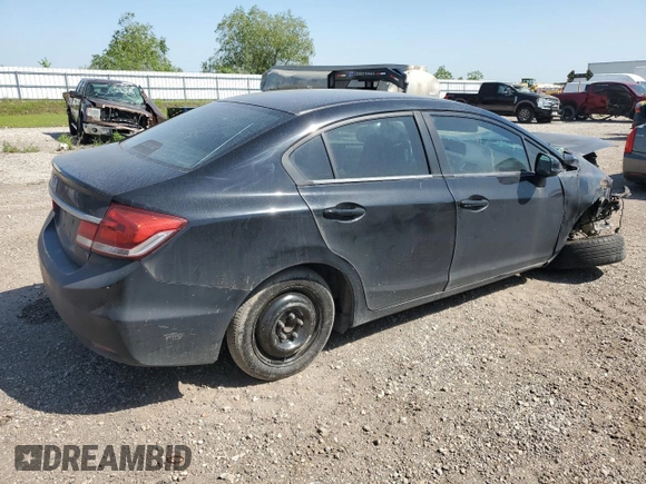 2013 Honda Civic LX with VIN 2HGFB2F50DH595485, listed as a Copart auction lot 52156955 with Not Provided miles and Salvage Title. Bid and sale history available at DreamBid. Image 3.