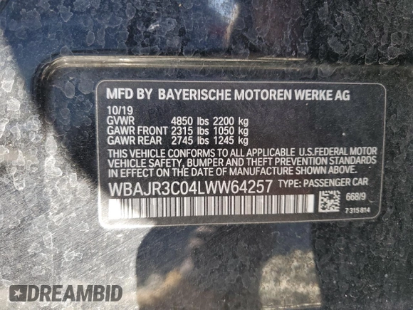 2020 BMW 5 Series 530i z VIN WBAJR3C04LWW64257, wystawiony jako Copart lot #48160355 z przebiegiem 119 417 mil mil oraz Czysty tytuł • Clean title. Historia ofert i sprzedaży dostępna na DreamBid. Obrazek 12.