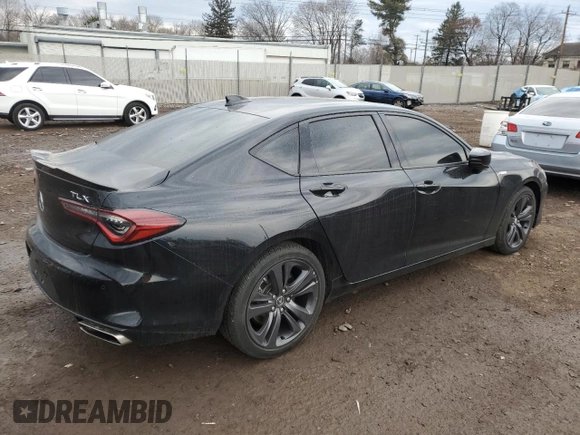 2021 Acura TLX w/A-Spec Package with VIN 19UUB5F52MA009957, listed as a Copart auction lot 46882175 with 42,245 mi miles and Salvage Title. Bid and sale history available at carsss.com. Image 3.