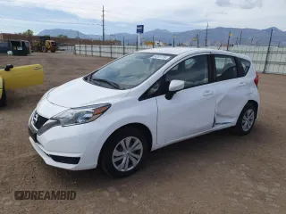 2017 Nissan Note S Plus with VIN 3N1CE2CP7HL372214, listed as a Copart auction lot 54261775 with 76,593 mi miles and Salvage title. Bid and sale history available at DreamBid. Image 1.
