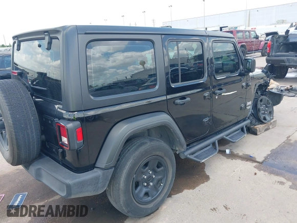 2019 Jeep Wrangler Unlimited Sport S with VIN 1C4HJXDG9KW653488, listed as a IAAI auction lot 42275297 with Not provided miles and . Bid and sale history available at DreamBid. Image 4.
