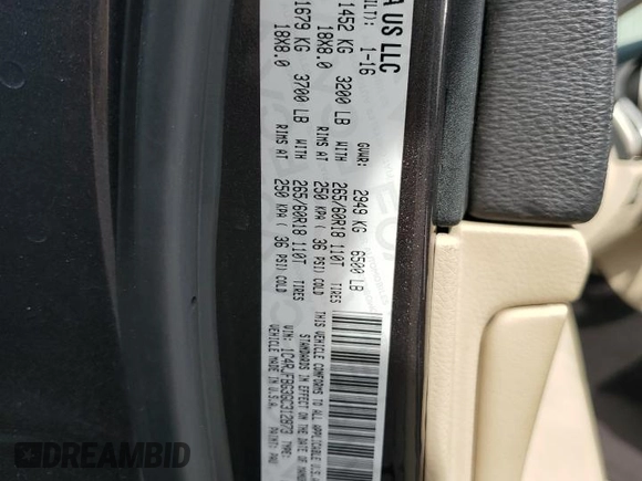 2016 Jeep Grand Cherokee Limited with VIN 1C4RJFBG3GC312873, listed as a Copart auction lot 56943705 with 134,633 mi miles and Salvage title. Bid and sale history available at DreamBid. Image 13.