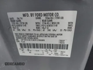 2014 Ford F-150 XL with VIN 1FTFX1ET3EFC39285, listed as a IAAI auction lot 41390024 with 217,856 mi miles. Bid and sale history available at carsss.com. Image 9.