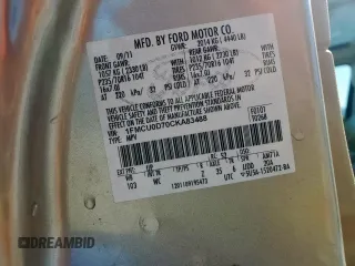 2012 Ford Escape XLT with VIN 1FMCU0D70CKA83488, listed as a Copart auction lot 48393545 with 136,531 mi miles and Salvage Title. Bid and sale history available at carsss.com. Image 14.