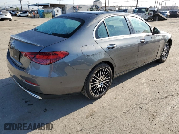 2025 Mercedes-Benz C 300 with VIN W1KAF4GB7SR251684, listed as a Copart auction lot 52391325 with 587 mi miles and Salvage Title. Bid and sale history available at DreamBid. Image 3.