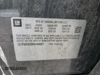 2017 Chevrolet Bolt EV LT with VIN 1G1FW6S08H4144921, listed as a Copart auction lot 43111153 with 59,856 mi miles. Bid and sale history available at carsss.com. Image 15.
