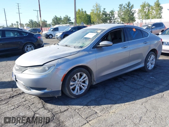 2015 Chrysler 200 Limited with VIN 1C3CCCAB7FN600424, listed as a IAAI auction lot 40665667 with 169,585 mi miles. Bid and sale history available at carsss.com. Image 2.