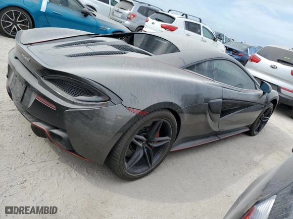 2017 McLaren 570S with VIN SBM13DAAXHW003255, listed as a Copart auction lot 76261244 with 0 mi miles and Salvage Title. Bid and sale history available at carsss.com. Image 3.