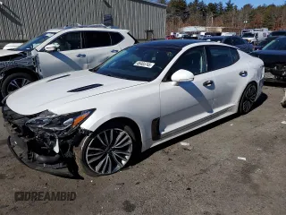 2018 Kia Stinger Premium with VIN KNAE25LA0J6012923, listed as a Copart auction lot 46465745 with 74,904 mi miles and Salvage Title. Bid and sale history available at carsss.com. Image 1.