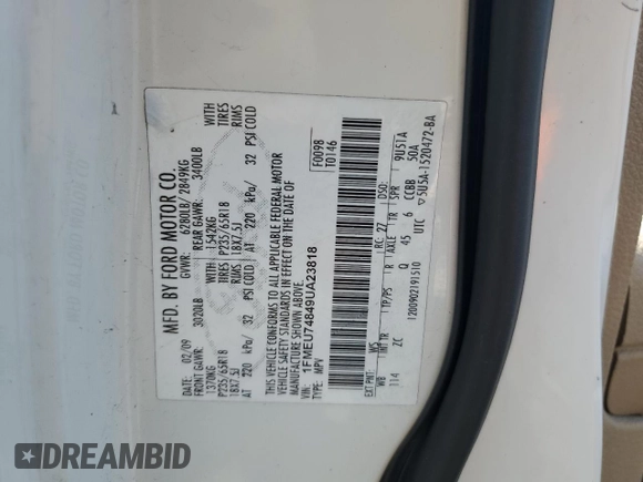 2009 Ford Explorer Eddie Bauer with VIN 1FMEU74849UA23818, listed as a Copart auction lot 60829045 with 212,279 mi miles and Salvage title. Bid and sale history available at DreamBid. Image 13.