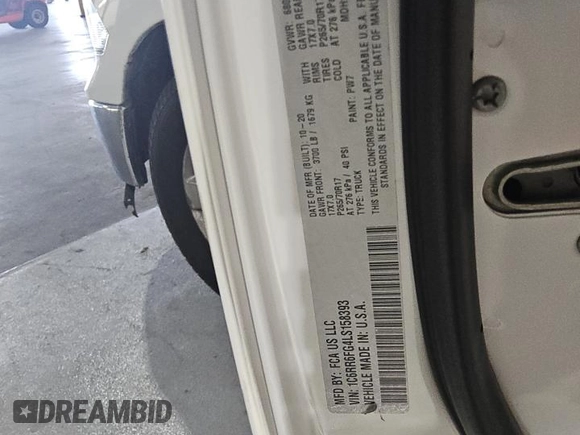 2020 Ram 1500 Tradesman with VIN 1C6RR6FG4LS158393, listed as a Copart auction lot 64656295 with 157,594 mi miles and Clean title. Bid and sale history available at DreamBid. Image 12.