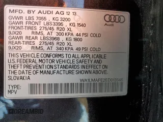 2014 Audi Q7 Premium Plus with VIN WA1LMAFE2ED013546, listed as a Copart auction lot 51327055 with 122,951 mi miles and Clean title. Bid and sale history available at DreamBid. Image 13.
