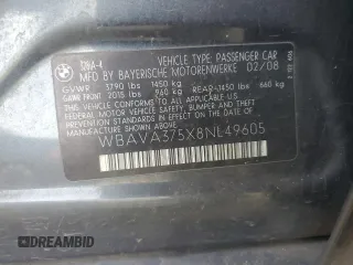 2008 BMW 3 Series 328i with VIN WBAVA375X8NL49605, listed as a Copart auction lot 41997085 with 164,105 mi miles and Salvage Title. Bid and sale history available at DreamBid. Image 14.