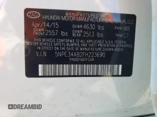 2015 Hyundai Sonata Sport z VIN 5NPE34AB2FH223690, wystawiony jako Copart lot #58958085 z przebiegiem 140 527 mil mil oraz Szkoda całkowita • Salvage title. Historia ofert i sprzedaży dostępna na DreamBid. Obrazek 12.