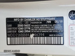 2019 Mercedes-Benz CLS 53 S AMG с VIN WDD2J6BB8KA046394, выставлен на аукционе Copart как лот 54025625 с пробегом 74 445 миль миль и Списание • Salvage title. История ставок и продаж доступна на DreamBid. Изображение 12.