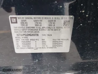2017 GMC Sierra 1500 Denali with VIN 3GTU2PEJ2HG260736, listed as a IAAI auction lot 41724075 with 104,805 mi miles. Bid and sale history available at carsss.com. Image 9.