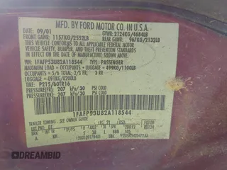2002 Ford Taurus SE Standard с VIN 1FAFP53U82A118544, выставлен на аукционе IAAI как лот 42392594 с пробегом 101 434 миль миль и . История ставок и продаж доступна на DreamBid. Изображение 9.