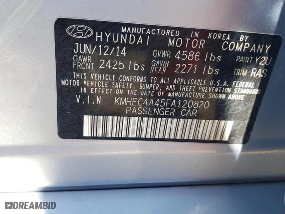 2015 Hyundai Sonata Hybrid Limited with VIN KMHEC4A45FA120820, listed as a Copart auction lot 74912714 with 0 mi miles and Salvage Title. Bid and sale history available at carsss.com. Image 12.