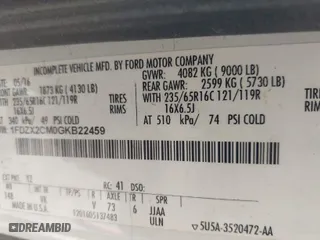 2016 Ford Transit Wagon XL with VIN 1FDZX2CM0GKB22459, listed as a IAAI auction lot 40693295 with 302,216 mi miles. Bid and sale history available at carsss.com. Image 9.