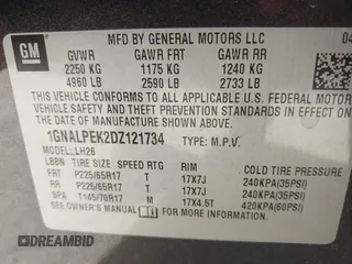 2013 Chevrolet Equinox LT z VIN 1GNALPEK2DZ121734, wystawiony jako IAAI lot #42105116 z przebiegiem 139 224 mil mil oraz . Historia ofert i sprzedaży dostępna na DreamBid. Obrazek 9.