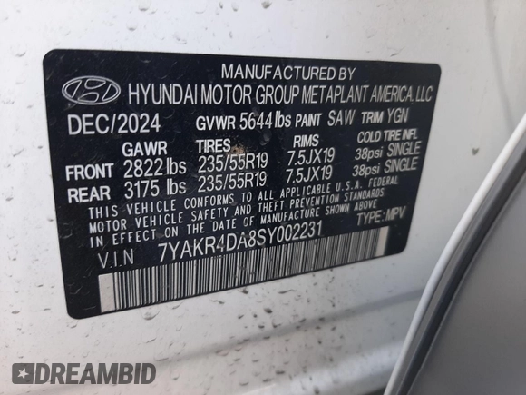 2025 Hyundai Ioniq 5 z VIN 7YAKR4DA8SY002231, wystawiony jako Copart lot #55471705 z przebiegiem 2 047 mil mil oraz Szkoda całkowita • Salvage title. Historia ofert i sprzedaży dostępna na DreamBid. Obrazek 12.
