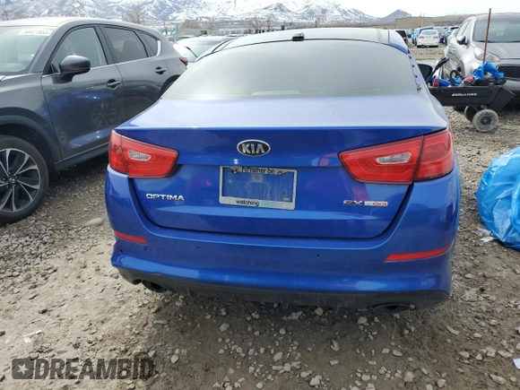 2015 Kia Optima SXL Turbo with VIN 5XXGR4A66FG462018, listed as a Copart auction lot 50087995 with Not Provided miles and Salvage Title. Bid and sale history available at DreamBid. Image 6.