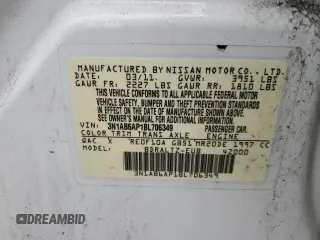 2011 Nissan Sentra SR with VIN 3N1AB6AP1BL706349, listed as a Copart auction lot 64550934 with 69,388 mi miles and Clean Title. Bid and sale history available at DreamBid. Image 12.
