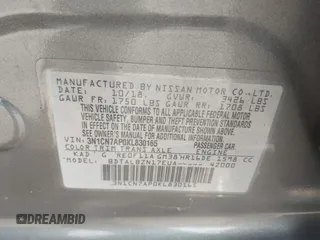 2019 Nissan Versa SV with VIN 3N1CN7AP0KL830165, listed as a IAAI auction lot 42202888 with 118,260 mi miles and . Bid and sale history available at DreamBid. Image 9.