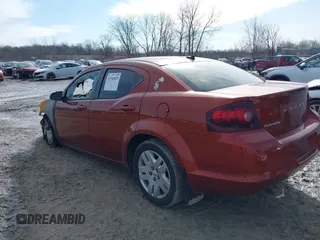 2012 Dodge Avenger SE with VIN 1C3CDZAB5CN206819, listed as a IAAI auction lot 41744829 with 195,000 mi miles. Bid and sale history available at carsss.com. Image 3.