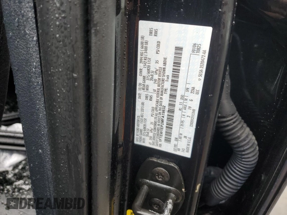 2021 Ford F-150 XL with VIN 1FTEW1EP2MFA19832, listed as a Copart auction lot 57981895 with 66,766 mi miles and Salvage title. Bid and sale history available at DreamBid. Image 12.