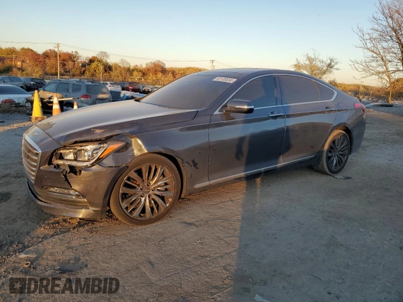 2017 Genesis G80 Ultimate with VIN KMHGN4JFXHU180517, listed as a Copart auction lot 80108534 with 88,874 mi miles and Salvage Title. Bid and sale history available at DreamBid. Image 1.