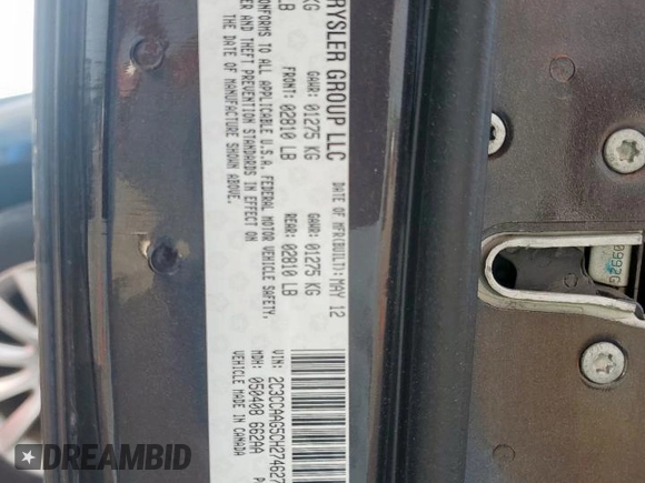 2012 Chrysler 300 with VIN 2C3CCAAG5CH274627, listed as a Copart auction lot 54746095 with 98,329 mi miles and Salvage Title. Bid and sale history available at DreamBid. Image 12.