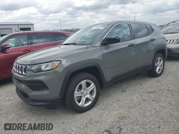2024 Jeep Compass Sport z VIN 3C4NJDAN9RT600164, wystawiony jako Copart lot #50382315 z przebiegiem 3 710 mil mil oraz Szkoda całkowita • Salvage title. Historia ofert i sprzedaży dostępna na DreamBid. Obrazek 1.