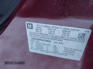2016 GMC Terrain SLE with VIN 2GKALNEK5G6200638, listed as a IAAI auction lot 41357632 with 124,130 mi miles. Bid and sale history available at carsss.com. Image 9.