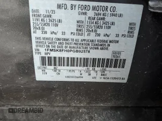 2023 Ford Explorer Limited with VIN 1FMSK8FH0PGB92578, listed as a Copart auction lot 44310705 with 20,261 mi miles and Salvage Title. Bid and sale history available at carsss.com. Image 12.