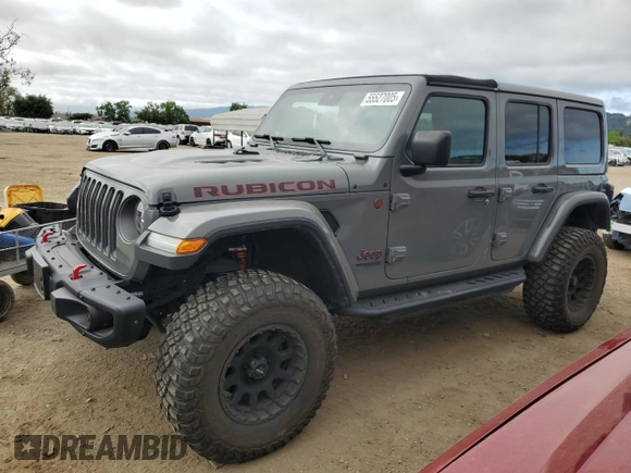 2019 Jeep Wrangler Unlimited Rubicon with VIN 1C4HJXFG6KW661609, listed as a Copart auction lot 55527005 with 25,302 mi miles and Salvage title. Bid and sale history available at DreamBid. Image 1.