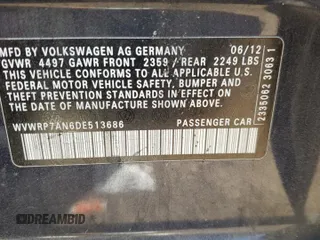 2013 Volkswagen CC Lux with VIN WVWRP7AN6DE513686, listed as a Copart auction lot 88758115 with 63,619 mi miles and Salvage Title. Bid and sale history available at carsss.com. Image 14.