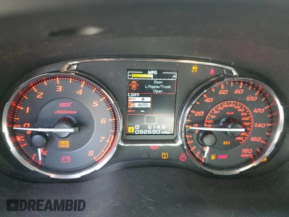 2015 Subaru WRX STI Limited with VIN JF1VA2U62F9802377, listed as a Copart auction lot 57689134 with 92,690 mi miles and Salvage title. Bid and sale history available at DreamBid. Image 9.