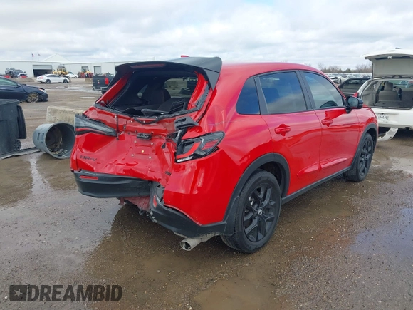 2023 Honda HR-V Sport with VIN 3CZRZ1H57PM706225, listed as a IAAI auction lot 41573896 with 34,011 mi miles. Bid and sale history available at carsss.com. Image 4.