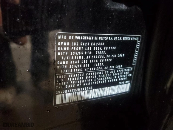 2018 Volkswagen Tiguan SEL with VIN 3VV2B7AXXJM146056, listed as a Copart auction lot 48167185 with 63,512 mi miles and Salvage Title. Bid and sale history available at carsss.com. Image 13.