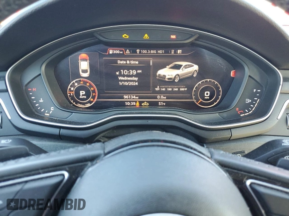 2018 Audi A5 Sportback Premium Plus with VIN WAUBNCF51JA005232, listed as a Copart auction lot 37295694 with 96,134 mi miles. Bid and sale history available at carsss.com. Image 9.