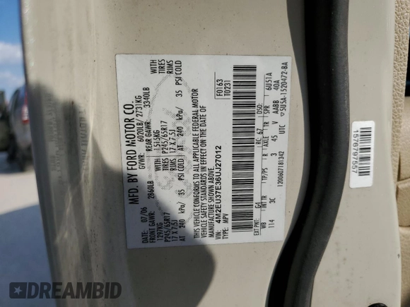 2006 Mercury Mountaineer with VIN 4M2EU37E36UJ27012, listed as a Copart auction lot 74606474 with 263,764 mi miles and Clean title. Bid and sale history available at DreamBid. Image 13.