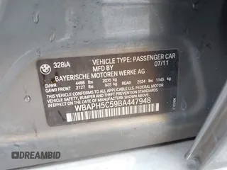 2011 BMW 3 Series 328i с VIN WBAPH5C59BA447948, выставлен на аукционе IAAI как лот 42791025 с пробегом 124 445 миль миль и . История ставок и продаж доступна на DreamBid. Изображение 9.