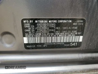 2019 Mitsubishi Outlander ES with VIN JA4AZ3A39KZ044219, listed as a Copart auction lot 59417255 with 104,745 mi miles and Clean title. Bid and sale history available at DreamBid. Image 13.