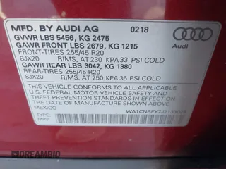 2018 Audi Q5 Prestige with VIN WA1CNBFY7J2133023, listed as a IAAI auction lot 41687379 with 55,646 mi miles and . Bid and sale history available at DreamBid. Image 9.
