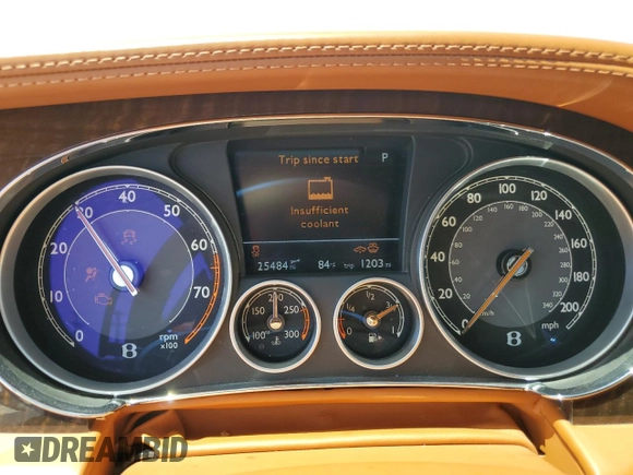 2013 Bentley Continental GT with VIN SCBFT7ZA5DC081820, listed as a Copart auction lot 52598954 with 25,484 mi miles and . Bid and sale history available at DreamBid. Image 9.