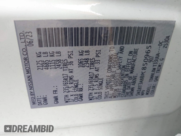 2023 Nissan Rogue S z VIN 5N1BT3AB8PC850965, wystawiony jako IAAI lot #42242674 z przebiegiem 34 280 mil mil oraz . Historia ofert i sprzedaży dostępna na DreamBid. Obrazek 9.
