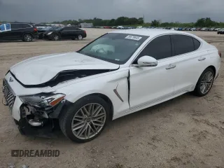 2021 Genesis G70 2.0T with VIN KMTG64LA1MU067182, listed as a Copart auction lot 59679645 with 84,378 mi miles and Non repairable. Bid and sale history available at DreamBid. Image 1.
